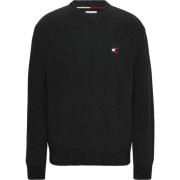 Tommy Jeans Ekologisk Bomull Ribbstickad Tröja Black, Herr