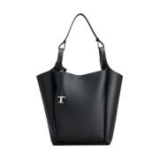 Tod's Svart Läder Logo Charm Väska Black, Dam