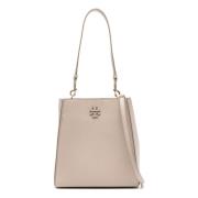 Tory Burch Beige Läder Axelväska med Mässingsdetaljer Beige, Dam