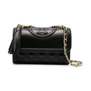 Tory Burch Quiltad Svart Läder Axelväska Black, Dam