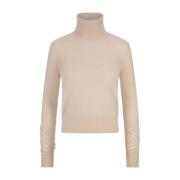 Ermanno Scervino Kashmir Turtleneck Tröja med Broderi Brown, Dam