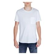 Peuterey Vit Bomull T-shirt Kort Ärm White, Herr