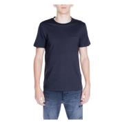 Peuterey Svart Bomull T-shirt Kort Ärm Rund Hals Black, Herr