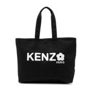 Kenzo Canvas Toteväska med Blomma Logotyp Black, Herr