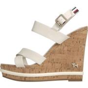 Tommy Hilfiger Ivory Läder Kil Sandaler Elevate Look White, Dam