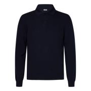 Malo Blå Cashmere Stickad Polotröja Blue, Herr