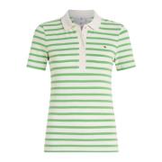 Tommy Hilfiger 1985 Slim Pique Stripe Polo Shirt Green, Dam