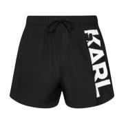 Karl Lagerfeld Mäns Logo Boardshorts Black, Herr