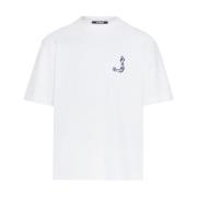 Jacquemus Fiskare Motiv Broderad T-shirt White, Herr