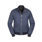 Moorer Indigo Bomber Jacket Acqua Line Blue, Herr