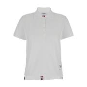 Thom Browne Avslappnad passform Polo med RWB-stripe White, Dam