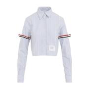 Thom Browne Marin Cropped Skjorta Blue, Dam