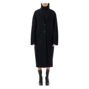 Courrèges Svart Kokongkappa Ytterkläder Aw24 Black, Dam