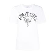 Patou Vit Logotyp Tryck Bomull T-shirt White, Dam