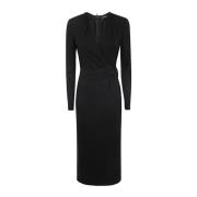 Giorgio Armani Svart Crew Neck Midi Klänning Black, Dam