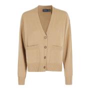 Ralph Lauren Stilfull Stickad Cardigan Tröja Beige, Dam