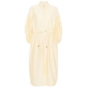 Brunello Cucinelli Pastellgul Ballongärm Maxi Klänning Yellow, Dam