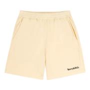 Sporty & Rich Mjuka Gym Logo Shorts Svart Bomull Beige, Dam