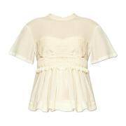 Ulla Johnson Rynkad topp Beige, Dam