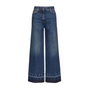 Valentino Blå Jeans VLogo Signature Wide Leg Blue, Dam