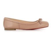 Christian Louboutin Nude Läder Ballerina Flats Beige, Dam