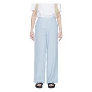 Vero Moda Bred Randig Linne Palazzo Byxor Blue, Dam