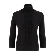 Ermanno Scervino Ull Hög Hals Jumper med Detaljer Black, Dam