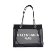 Balenciaga Mesh Toteväska med Logotyptryck Black, Dam