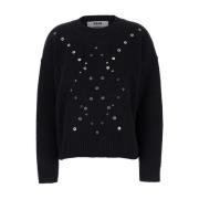 Msgm Svart Sweater Maglia/Sweater Black, Dam