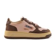 Autry Brun/Rosa Läder Sneakers med Distressed Look Multicolor, Dam