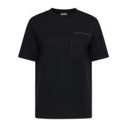 Brunello Cucinelli Svart Bomull T-shirt med Monile Dekoration Black, D...