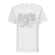 Ganni Söta Katter Jersey T-shirt White, Dam