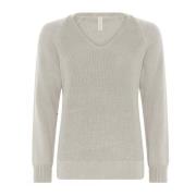 Skovhuus V-ringad Casual Pullover Blus Melange Gray, Dam