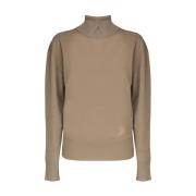 Burberry Ull Turtleneck Tröja Biscuit Färg Brown, Dam