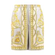 Versace Silke Guld Shorts Elastisk Midja Italien Multicolor, Herr