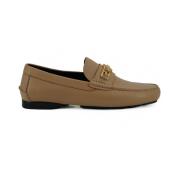 Versace Beige Calf Leather Loafers Shoes Beige, Herr