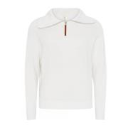 Skovhuus Off-White Zipped Roll-Neck Pullover Blouse White, Dam