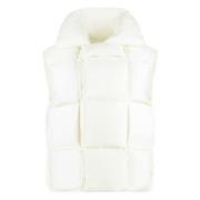 Bottega Veneta Intrecciato Vadderad Bodywarmer White, Dam