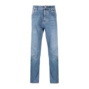 Brunello Cucinelli Ljus Tvättade Jeans med Logopatch Blue, Herr