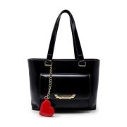 Love Moschino Rött Hjärta Shopper Väska Black, Dam