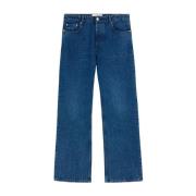 Ami Paris Denim Logo Patch Wide Leg Jeans Blue, Herr