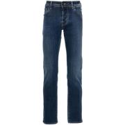 Jacob Cohën Blå Slim Fit Broderad Denim Jeans Blue, Herr