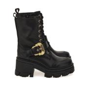 Versace Stiliga Boots för Jeans Couture Look Black, Dam