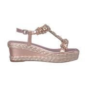 Alma EN Pena Flätad Rhinestone Kil Sandal Pink, Dam