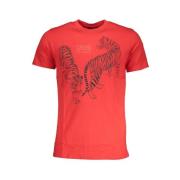 Cavalli Class Tryck Logo Rund Hals T-shirt Red, Herr