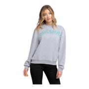 Trussardi Logo Sweatshirt Rund Hals Bomull Polyester Gray, Dam