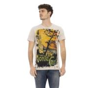 Trussardi Beige Rundhals T-shirt med Frontprint Beige, Herr