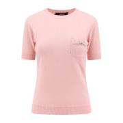 Versace Lyxig Ull Cashmere Tröja med Medusa Pink, Dam