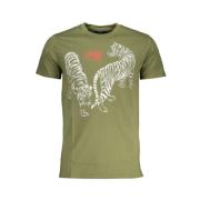 Cavalli Class Tryck Logo Rund Hals T-shirt Green, Herr