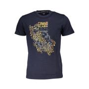 Cavalli Class Tryck Logo Rund Hals T-shirt Blue, Herr